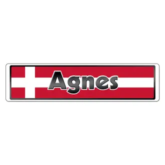 Namensschild mit Flagge aus Dänemark - Größe: 15 x 3,5 cm