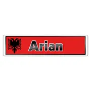 Namensschild mit albanischer Flagge