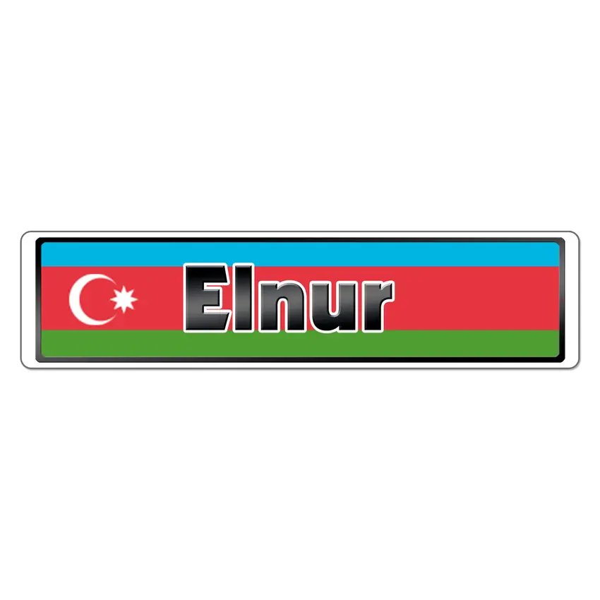 Namensschild mit Aserbaidschan Flagge