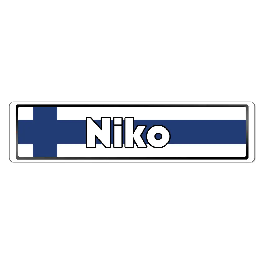 Namensschild mit Flagge aus Finnland - Größe: 15 x 3,5 cm