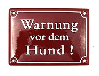 Hundewarnschild aus Emaille