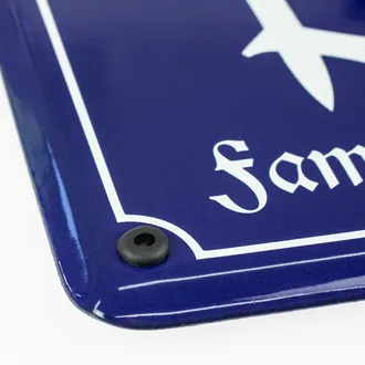 Emaille Hausnummer mit Straßenname 21 x 14,8 cm | blau/weiß