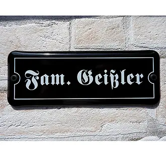 Emaille Türschild - schwarz/weiß