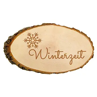 winterliches Schild mit Gravur