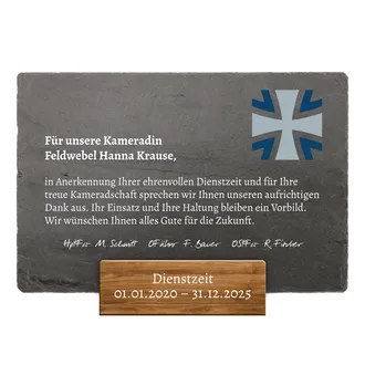 Schiefertafel zur Dienstauszeichnung