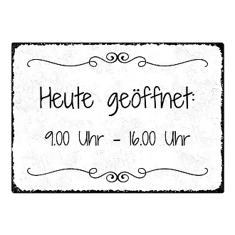 Blechschild - Vintage Style mit Öffnunszeiten