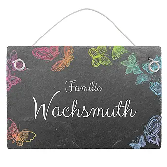 Farbenfrohes Türschild aus Schiefer mit …