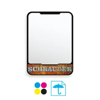 Kennzeichenhalter für Kleinkraftfahrzeuge, schwarz mit Wunschtext-/motiv farbig bedruckt, 12,2 x 16,8 cm 