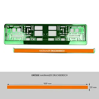 Kennzeichenhalter mit Wunschtext grün chrom - pro Paar