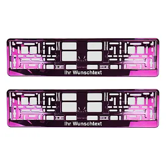 2er Set pink chrom Kennzeichenhalter mit Text