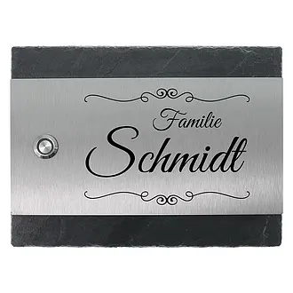 Klingelplatte aus Edelstahl und Schiefer