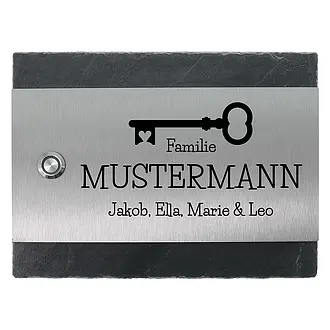 Klingelplatte aus Edelstahl und Schiefer