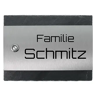 Klingelplatte aus Edelstahl und Schiefer