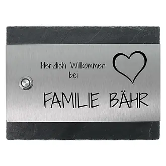 Klingelplatte aus Edelstahl und Schiefer