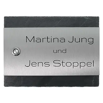 Klingelplatte aus Edelstahl und Schiefer