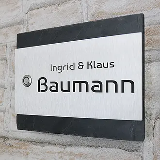 Klingelplatte aus Edelstahl und Schiefer