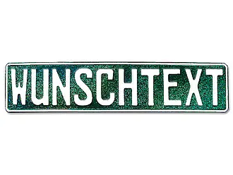 Geprägtes Deutsches Kennzeichen mit Wunschtext in glitzer-grün
