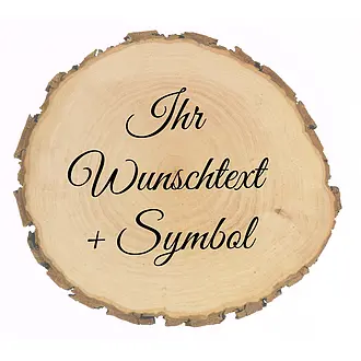 Baumscheibe mit Wunschtext und Symbol