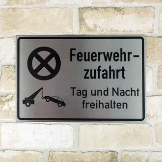 Edelstahlschild Feuerwehrzufahrt