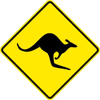 Verkehrsschild Känguru aus Australien - Größe: 42x42 cm