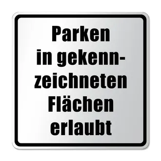 Verkehrsschild Parken in gekennzeichneten Flächen erlaubt