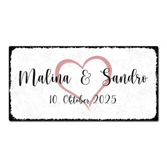 Vintage Schild mit Wunschtext weiß | 30 x 15 cm