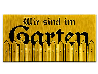 Goldfarbenes Aluschild - Garten