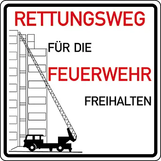 Hinweisschild für die Feuerwehr »Rettungswege für die Feuerwehr freihalten« 