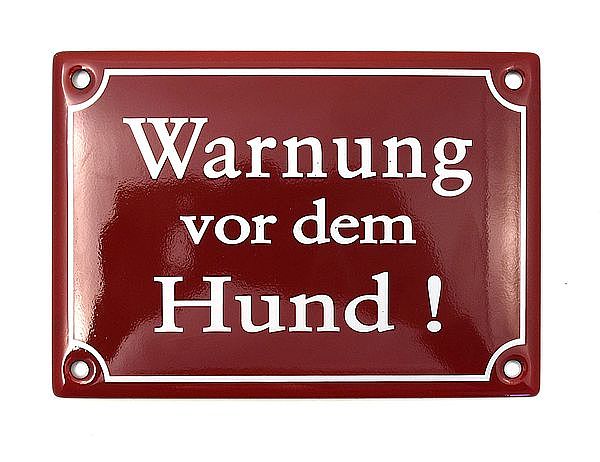 Emailleschild - Warnung vor dem Hund! - 17 x 12 cm