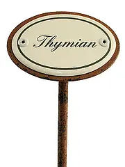 Gartenstecker aus Emaille für das Kräuterbeet - Thymian 