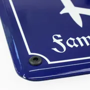 Emaille Hausnummer mit Straßenname 21 x 14,8 cm | blau/weiß
