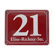 Straßenschild aus Emaille rot/weiß