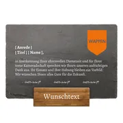 Schiefertafel zur Dienstauszeichnung