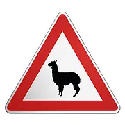 Dreieckiges Verkehrschild Lama