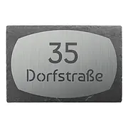 Elegante Kombination aus Edelstahl und Schiefer als Hausnummer Kombi 1