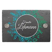 Farbenfrohes Schieferschild mit Blumen und Familiennamen Größe: 15 x 10 cm