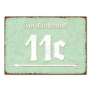 Hausnummer mit Pfeil und Name