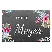 Kleines buntes Türschild aus Schiefer "Design Floral" 15 x 10 cm