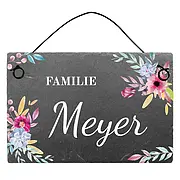 Kleines buntes Türschild aus Schiefer "Design Floral" 15 x 10 cm