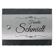 Klingelplatte aus Edelstahl und Schiefer