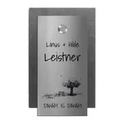 Klingelschild aus Schiefer und Edelstahl mit Gravur