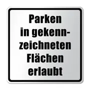 Verkehrsschild Parken in gekennzeichneten Flächen erlaubt