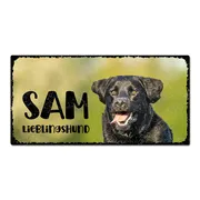 Vintageschild mit Foto vom Hund