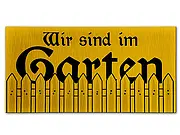 Goldfarbenes Aluschild - Garten