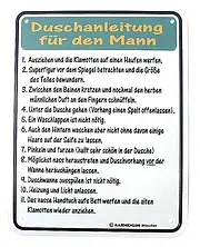 Funschild - Duschanleitung für den Mann - Größe: 17 x 22 cm