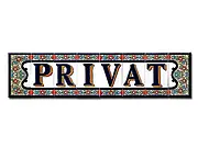 Schild: Privat - aus spanischen Fliesen