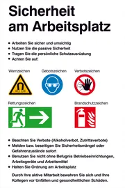 Aushang - Sicherheitskennzeichnung »Sicherheit am Arbeitsplatz« 