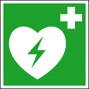 Erste-​Hilfe-​Schild »Automatisierter externer Defibrillator (AED)« 