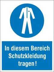 Gebots-​Kombischild »In diesem Bereich Schutzkleidung tragen!« 