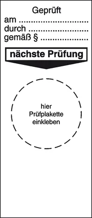 Grundplakette »Geprüft am.​.. durch.​..« 